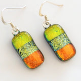 Gold orange fused glass earrings