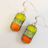 Gold orange fused glass earrings