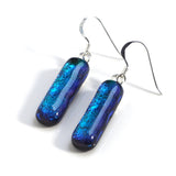 Emerald peacock dichroic glass earrings