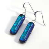 Emerald peacock dichroic glass earrings
