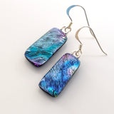 Blue lavender fused glass earrings