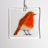Robin fused glass greetings card