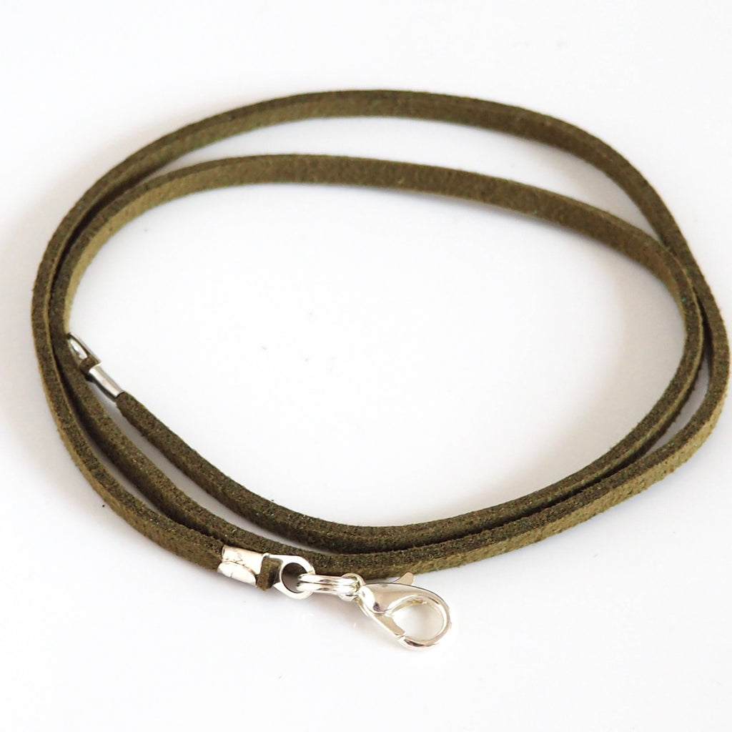 Synthetic suede necklace cord - olive green - Fired Creations