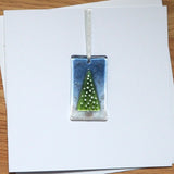 Christmas tree fused glass greetings card