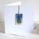 Christmas tree fused glass greetings card
