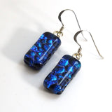 Blue violet dichroic glass earrings