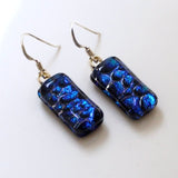 Blue violet dichroic glass earrings