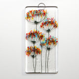 Rainbow flowers fused glass wall art sun-catcher