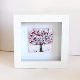 Four seasons fused glass trees framed glass art