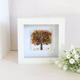 Framed fused glass autumn tree