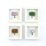 Fused glass four seasons trees handmade glass art