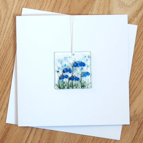 Bluebell flowers glass greetings card