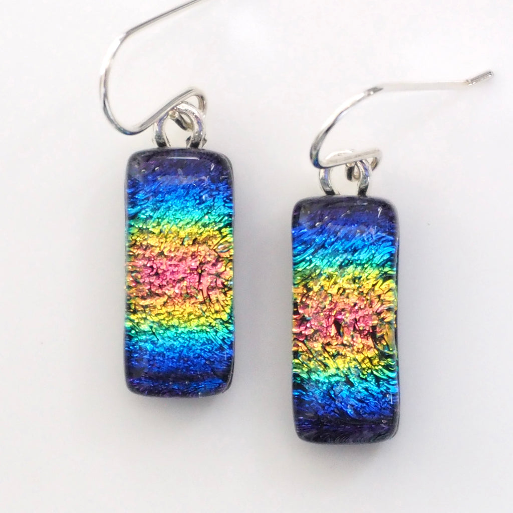 Rainbow dichroic glass earrings
