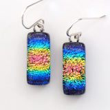 Rainbow dichroic glass earrings