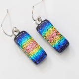 Rainbow dichroic glass earrings