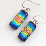 Rainbow dichroic glass earrings