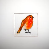 Robin fused glass greetings card