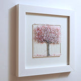 Spring cherry blossom tree framed glass art