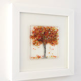 Autumn tree framed glass art