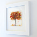 Autumn tree framed glass art