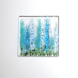 Tall blue and turquoise flowers greetings card