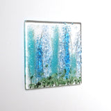 Tall blue and turquoise flowers greetings card