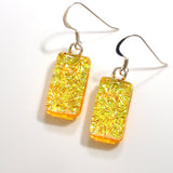 Yellow sparkle fused dichroic glass earrings