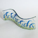 Fused Glass Sculpture Wave - Candle Screen - Bluebells