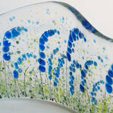 Fused Glass Sculpture Wave - Candle Screen - Bluebells