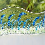 Fused Glass Sculpture Wave - Candle Screen - Bluebells