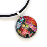 Orange red round dichroic glass pendant