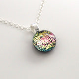 Pink and gold mini fused dichroic glass pendant