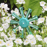 Aqua Blue, Green And White Flower Stake