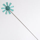 Aqua Blue, Green And White Flower Stake