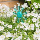 Aqua Blue, Green And White Flower Stake