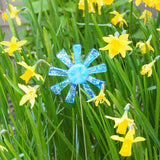Blue and white flower stake - Fired Creations