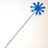 Blue and white flower stake - Fired Creations