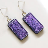 Dangly Earrings - Purple Fused Glass Earrings