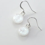 Dangly Earrings - Silver Round Dichroic Glass Earrings