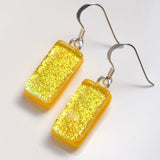 Yellow fused dichroic glass earrings - Fired Creations