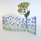 Fused Glass Vase - Blue Flowers Fused Glass Bud Vase