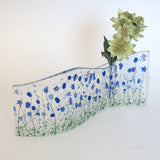 Fused Glass Vase - Blue Flowers Fused Glass Bud Vase