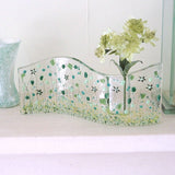 Fused Glass Vase - Green Flowers Fused Glass Bud Vase