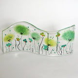 Fused Glass Vase - Green Flowers Fused Glass Bud Vase