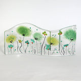 Fused Glass Vase - Green Flowers Fused Glass Bud Vase