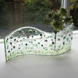 Fused Glass Vase - Green Flowers Fused Glass Bud Vase