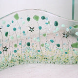 Fused Glass Vase - Green Flowers Fused Glass Bud Vase