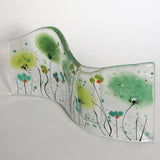 Fused Glass Vase - Green Flowers Fused Glass Bud Vase