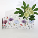 Fused Glass Vase - Purple Flowers Fused Glass Bud Vase