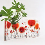Fused Glass Vase - Red Poppy Fused Glass Bud Vase